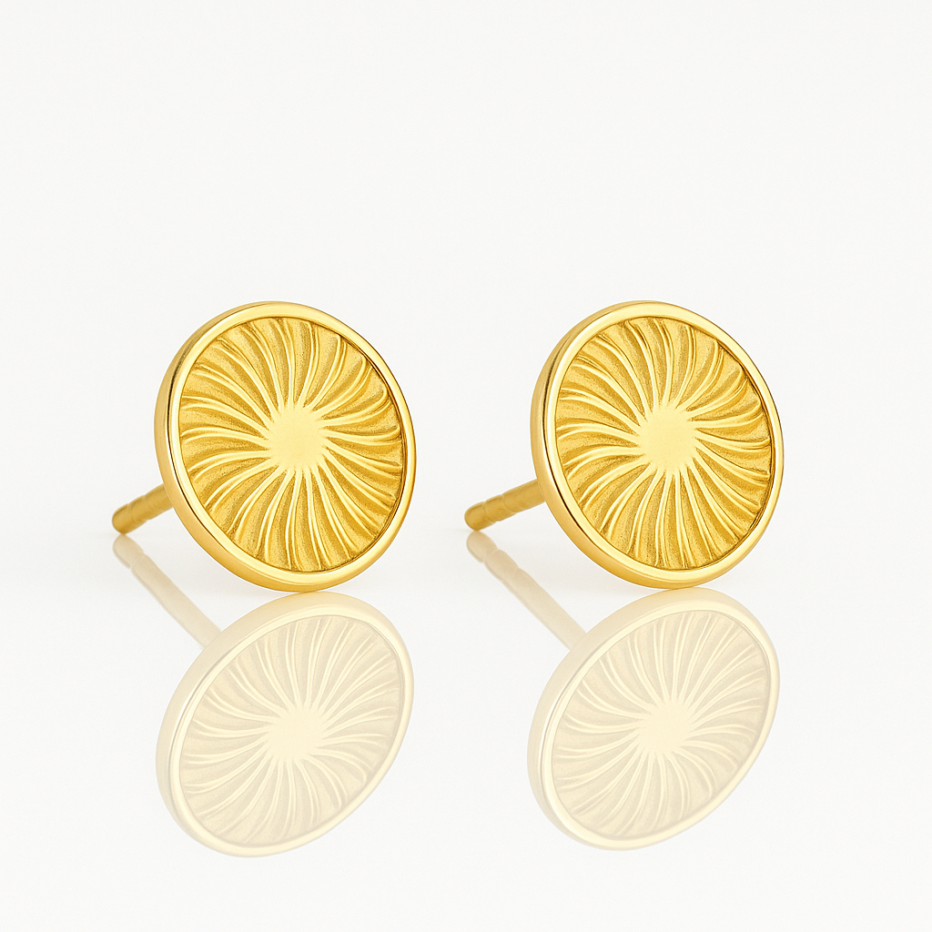 Gold Sunburst Stud Earrings