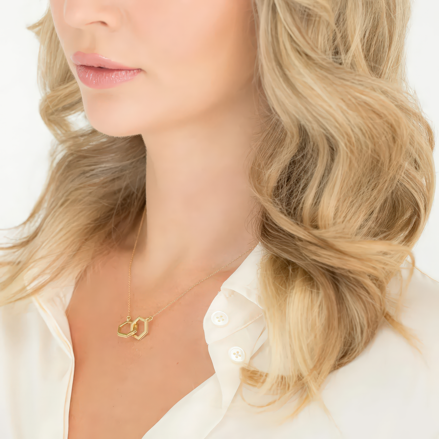 Gold Interlocking Hex Necklace