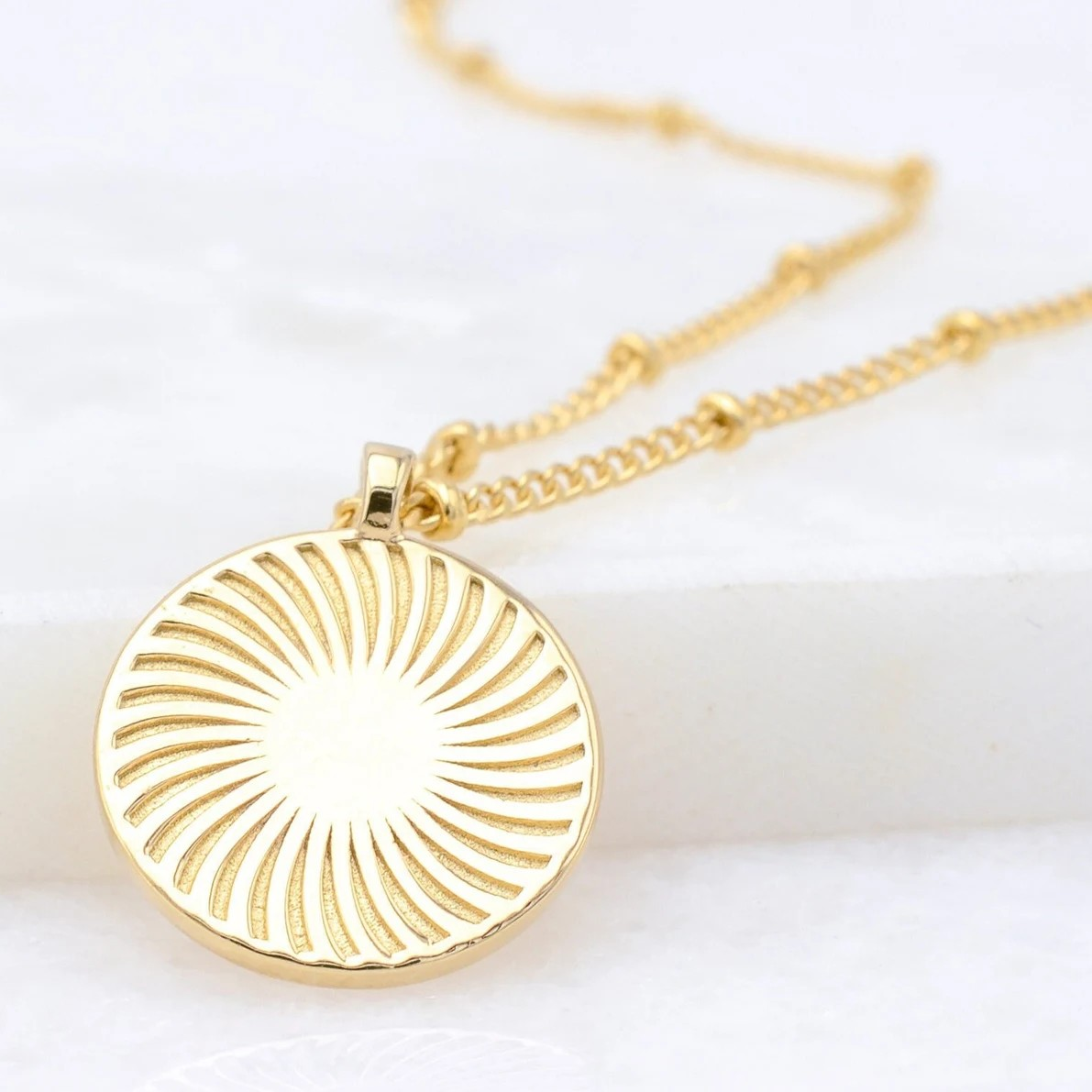 Gold Sunburst Pendant Necklace