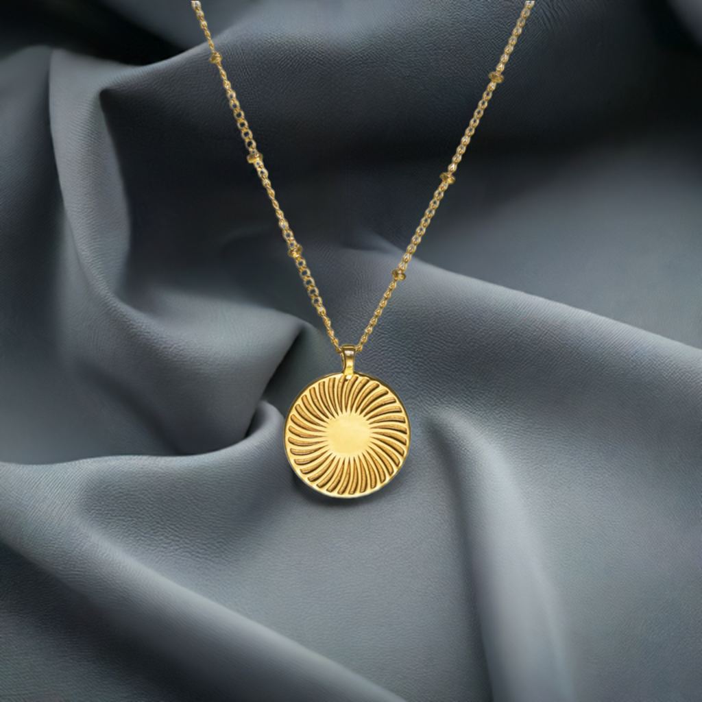 Gold Sunburst Pendant Necklace