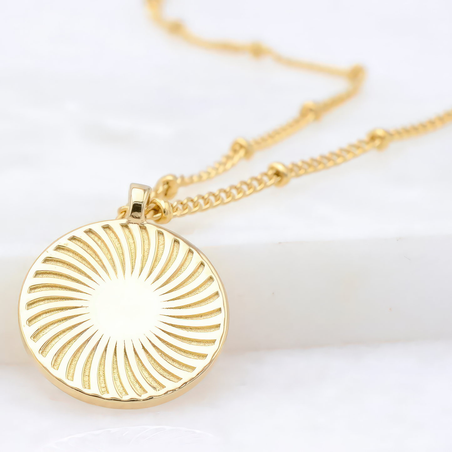 Gold Sunburst Pendant Necklace