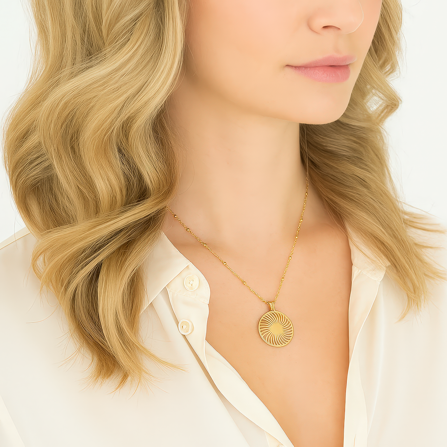 Gold Sunburst Pendant Necklace