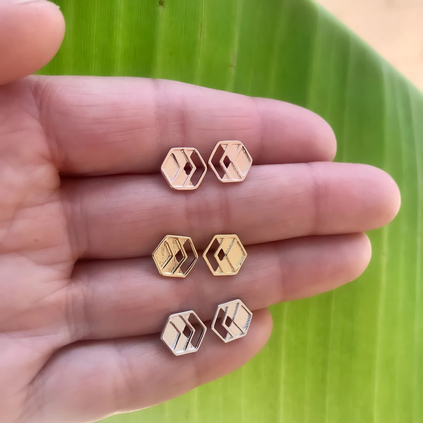 Gold Chevron Stud Earrings
