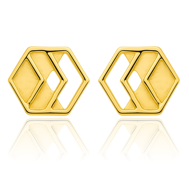 Gold Chevron Stud Earrings