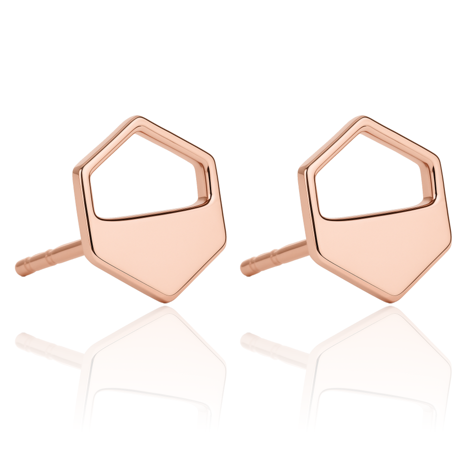 Rose Gold Hexagon Cutout Earrings
