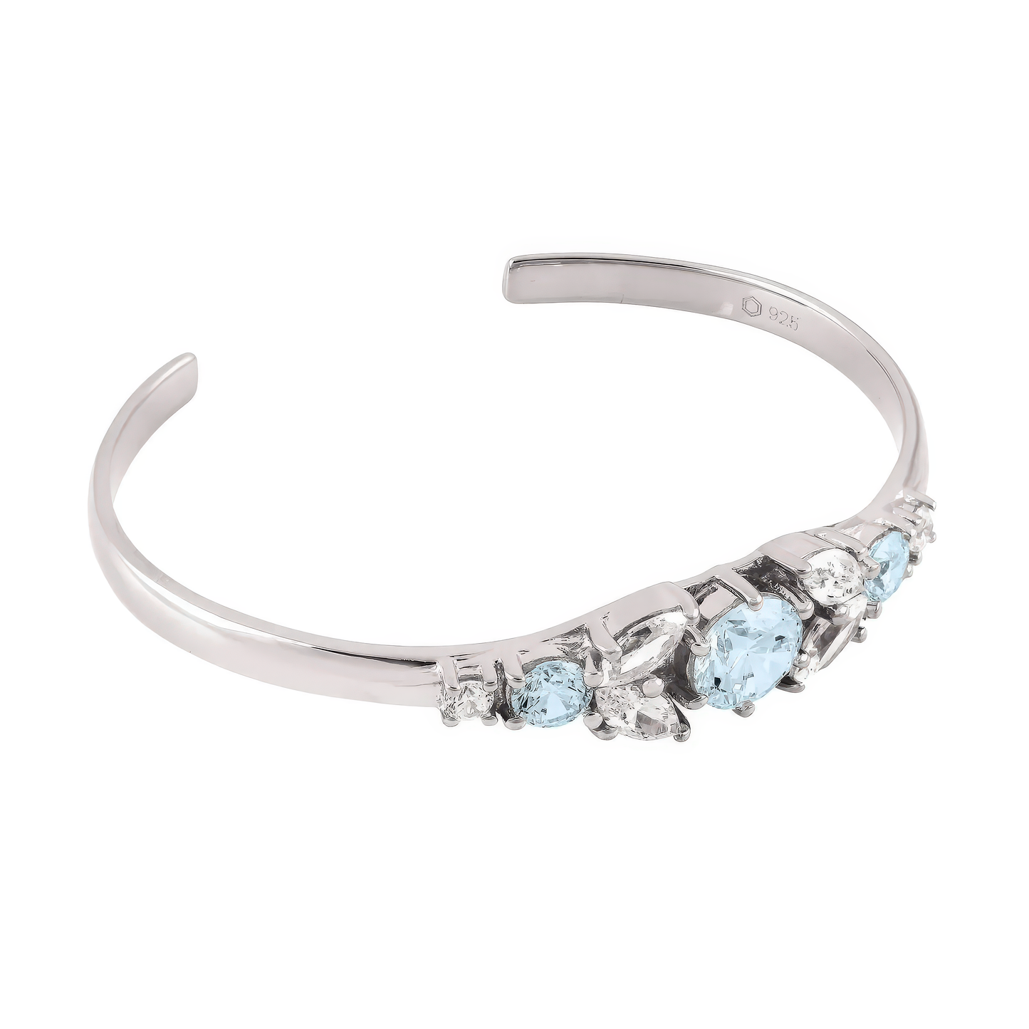 Silver Cuff Crystal Marquise Bracelet