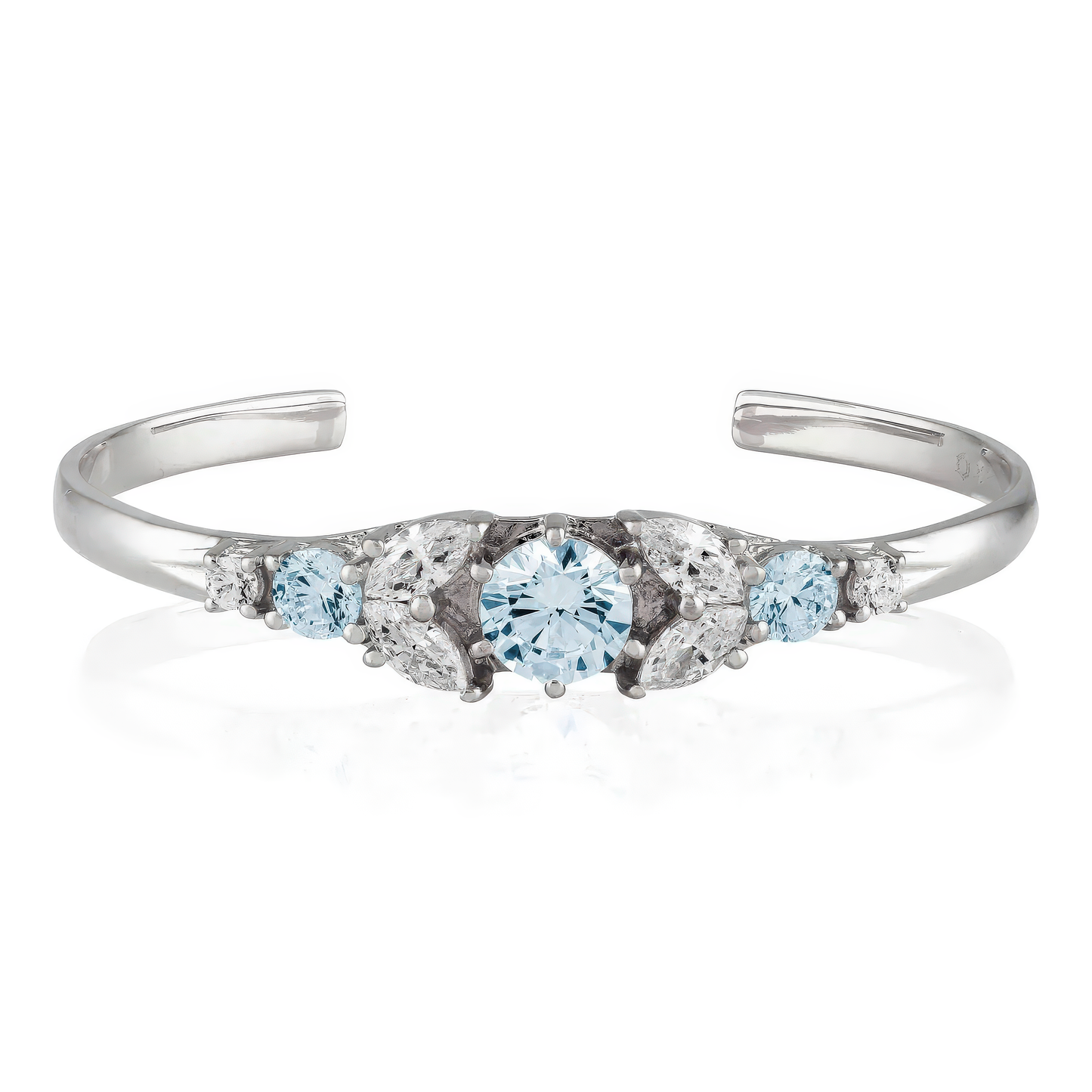 Silver Cuff Crystal Marquise Bracelet