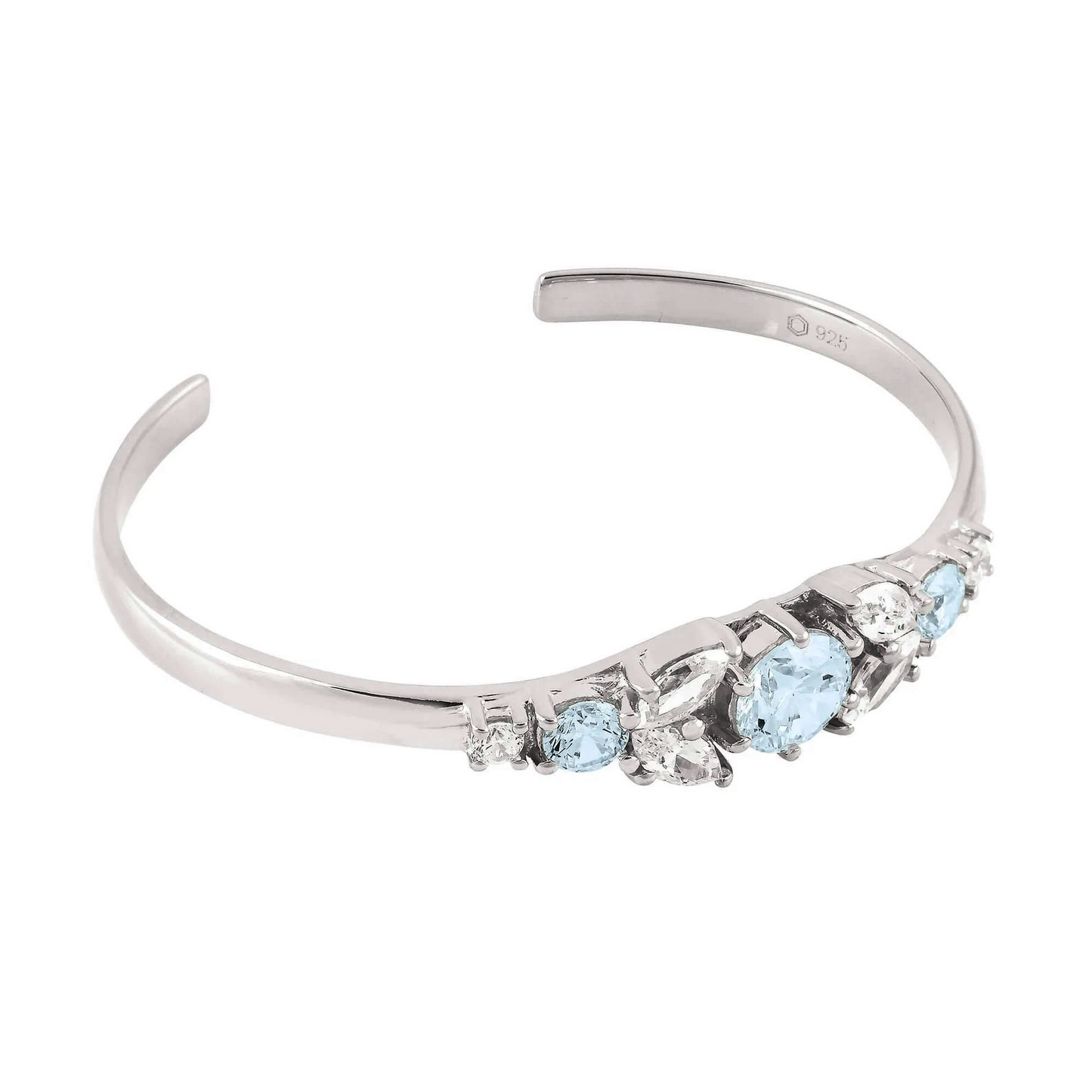 Silver Cuff Crystal Marquise Bracelet