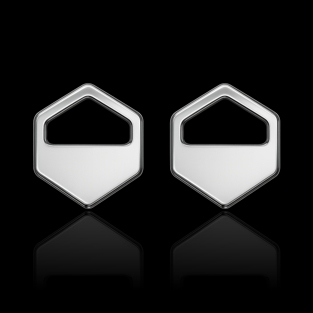 Silver Hexagon Cutout Stud Earrings