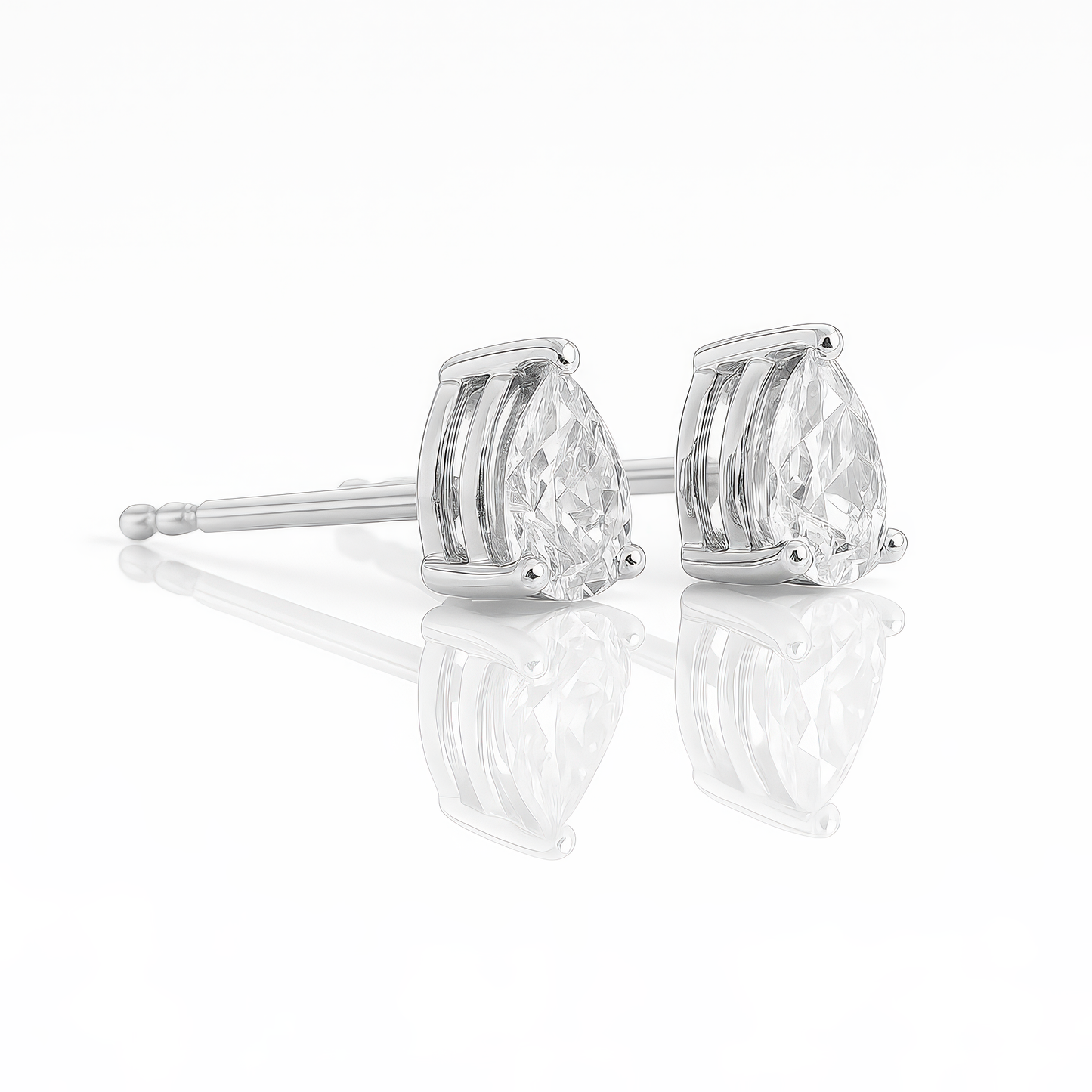 Silver Pear Shaped Crystal Earrings