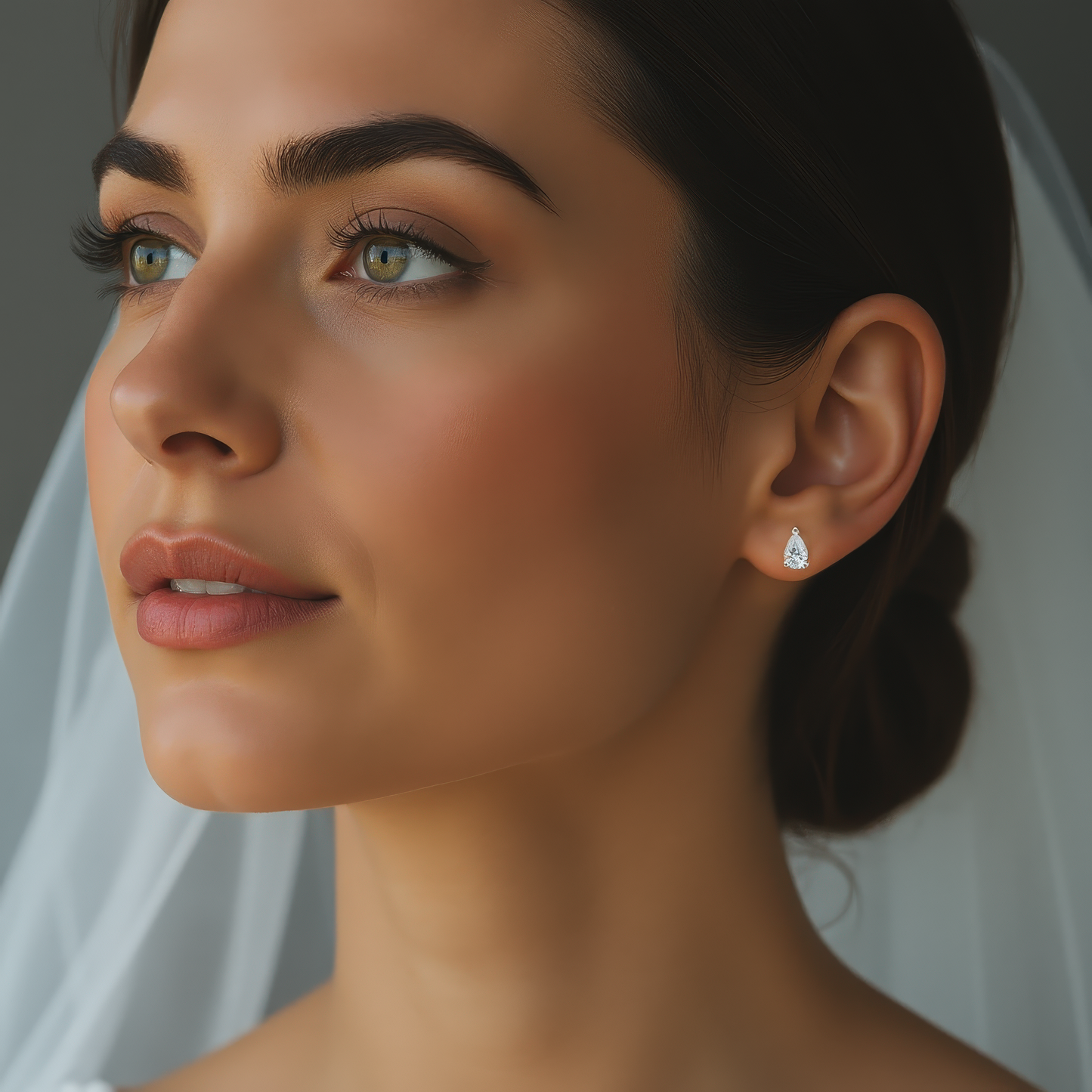 Silver Pear Shaped Crystal Earrings