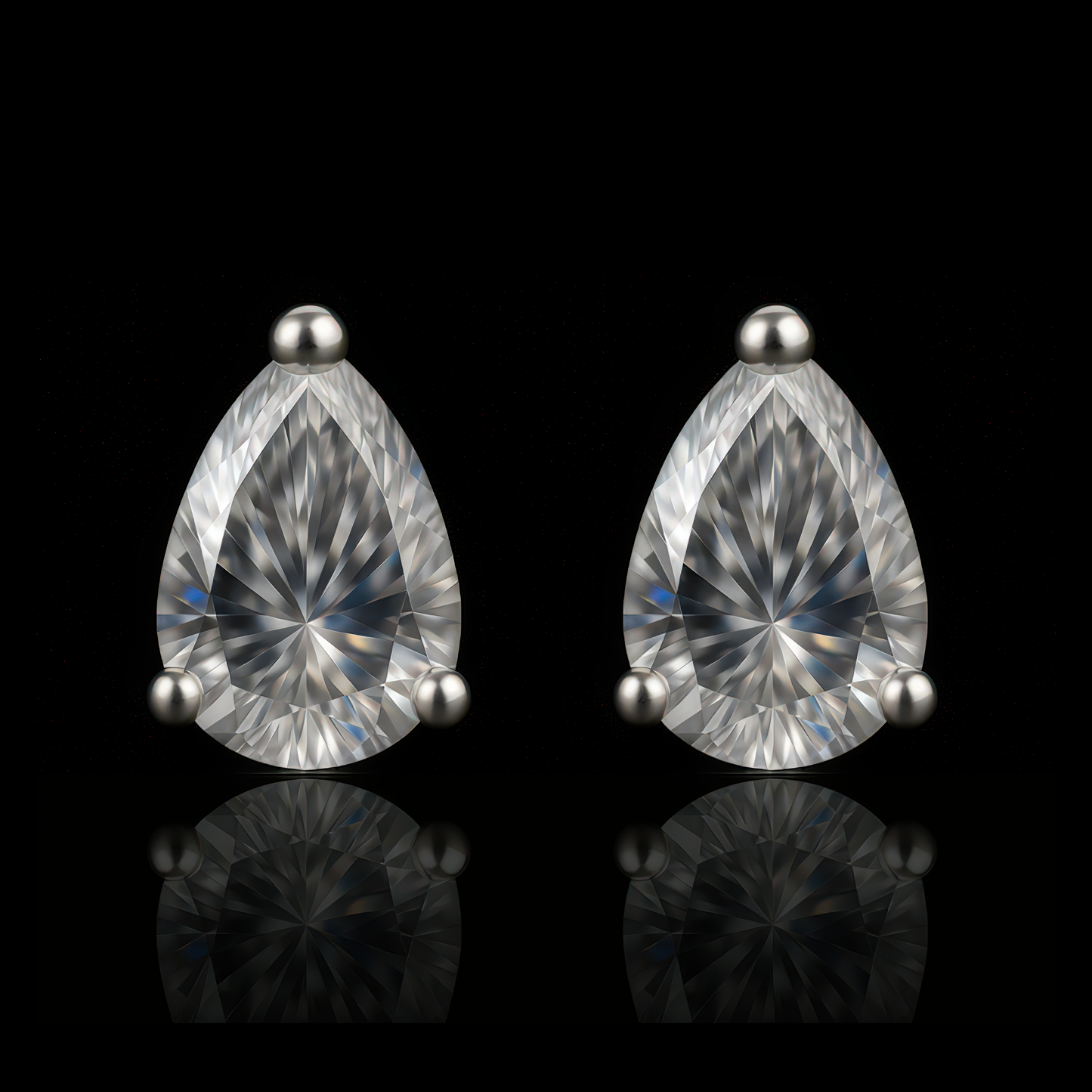 Silver Pear Shaped Crystal Earrings