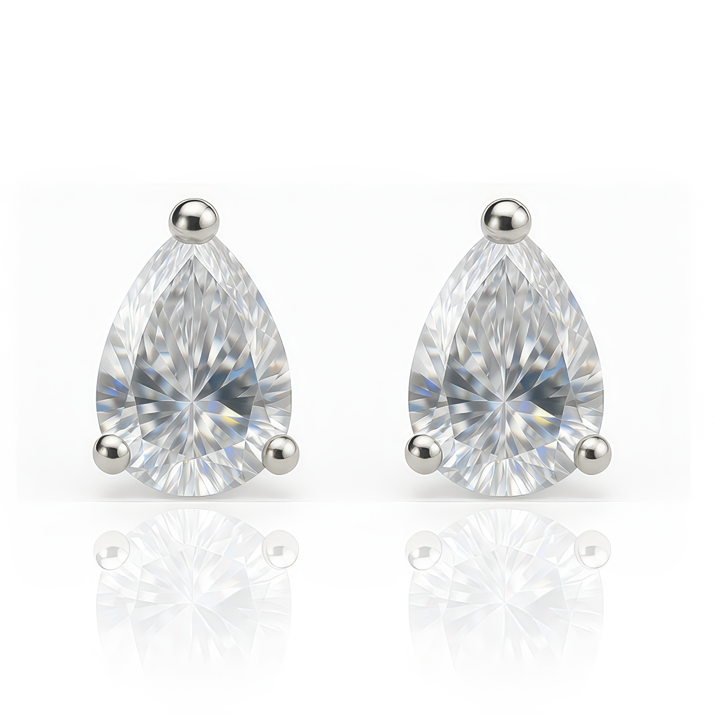 Silver Pear Shaped Crystal Earrings