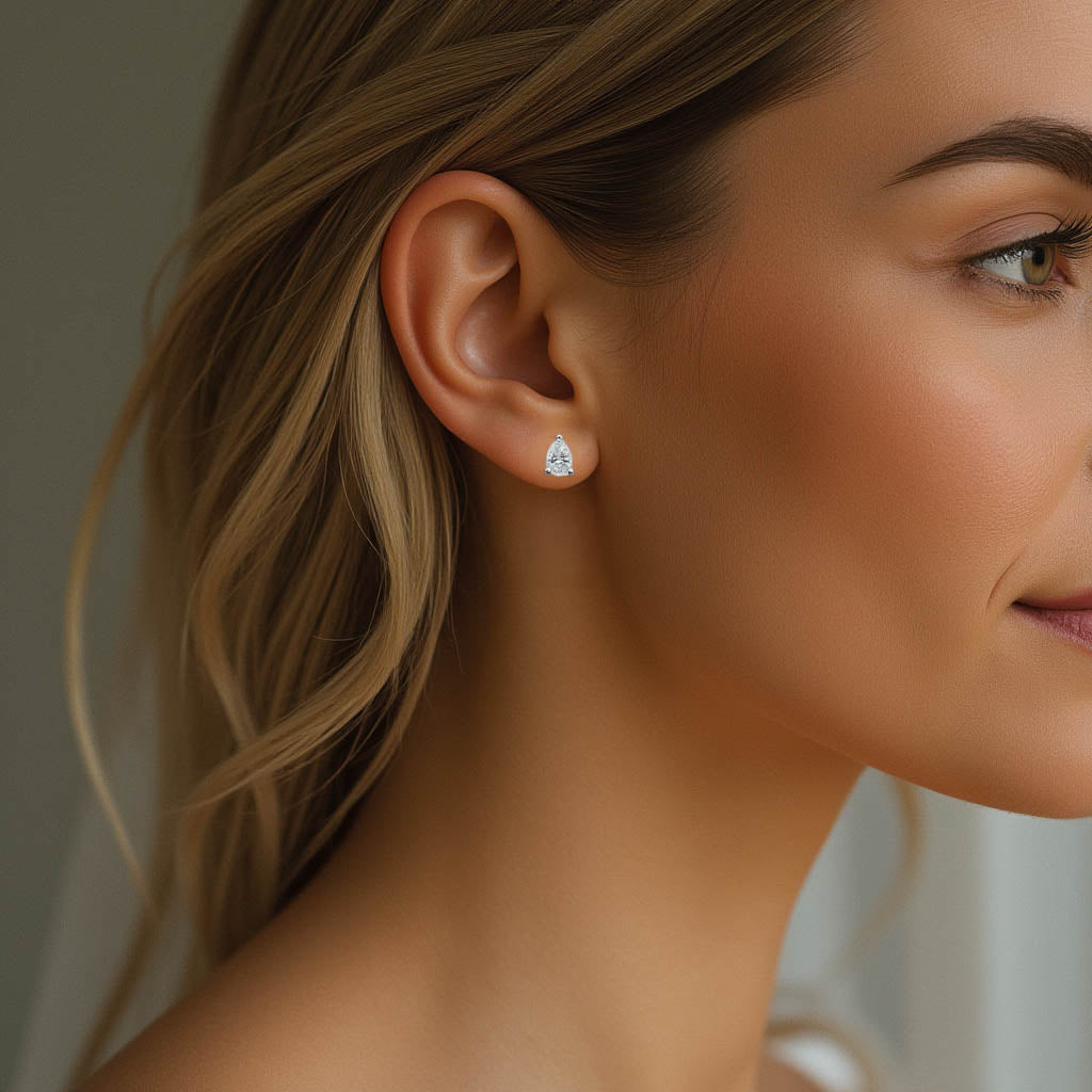 Silver Pear Shaped Crystal Earrings