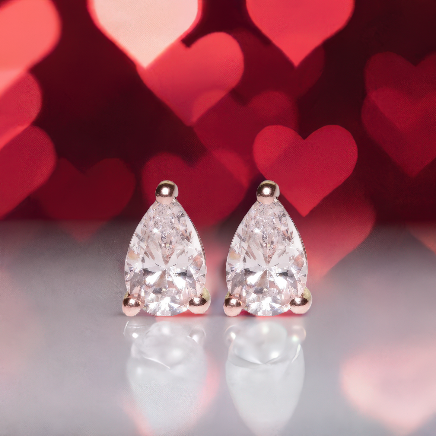 Rose Gold Pear Shaped Crystal Earrings