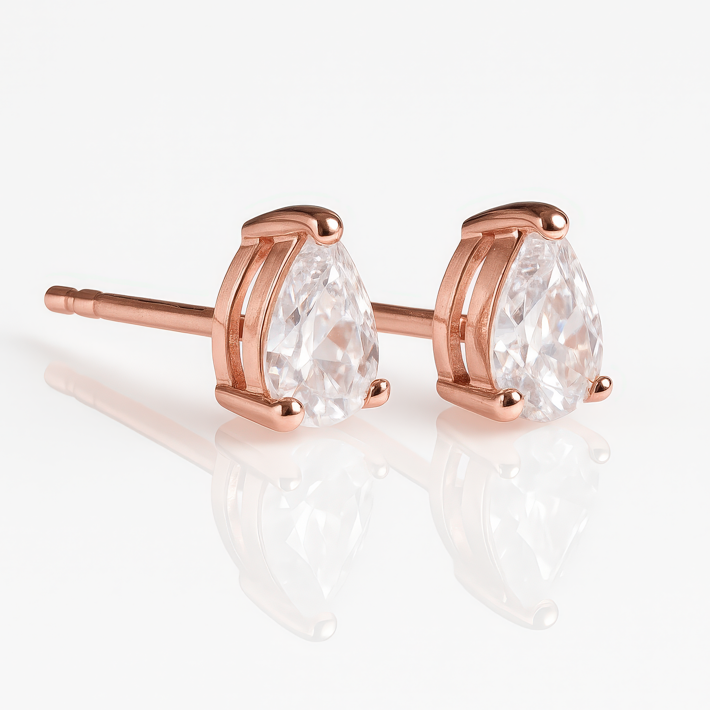 Rose Gold Pear Shaped Crystal Earrings