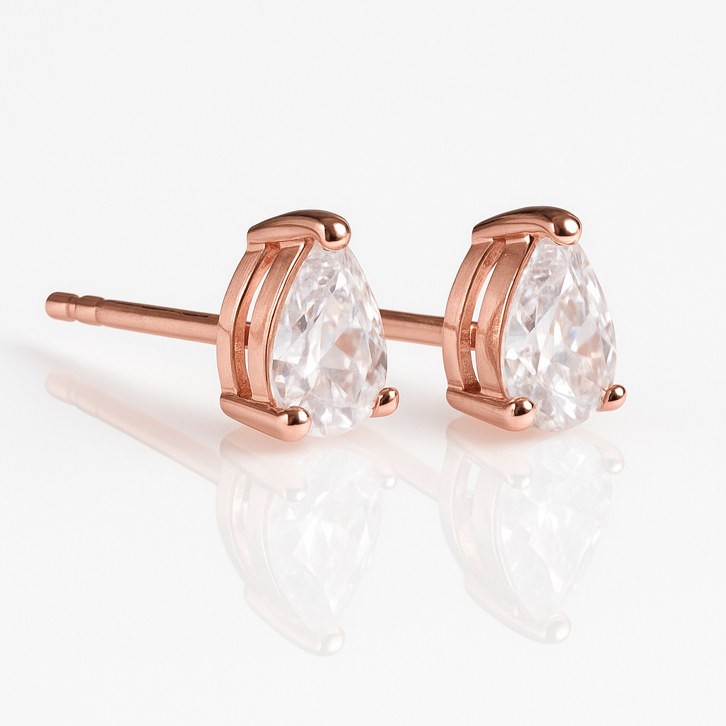 Rose Gold Pear Shaped Crystal Earrings