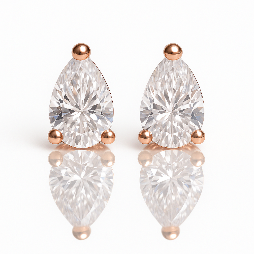 Rose Gold Pear Shaped Crystal Earrings