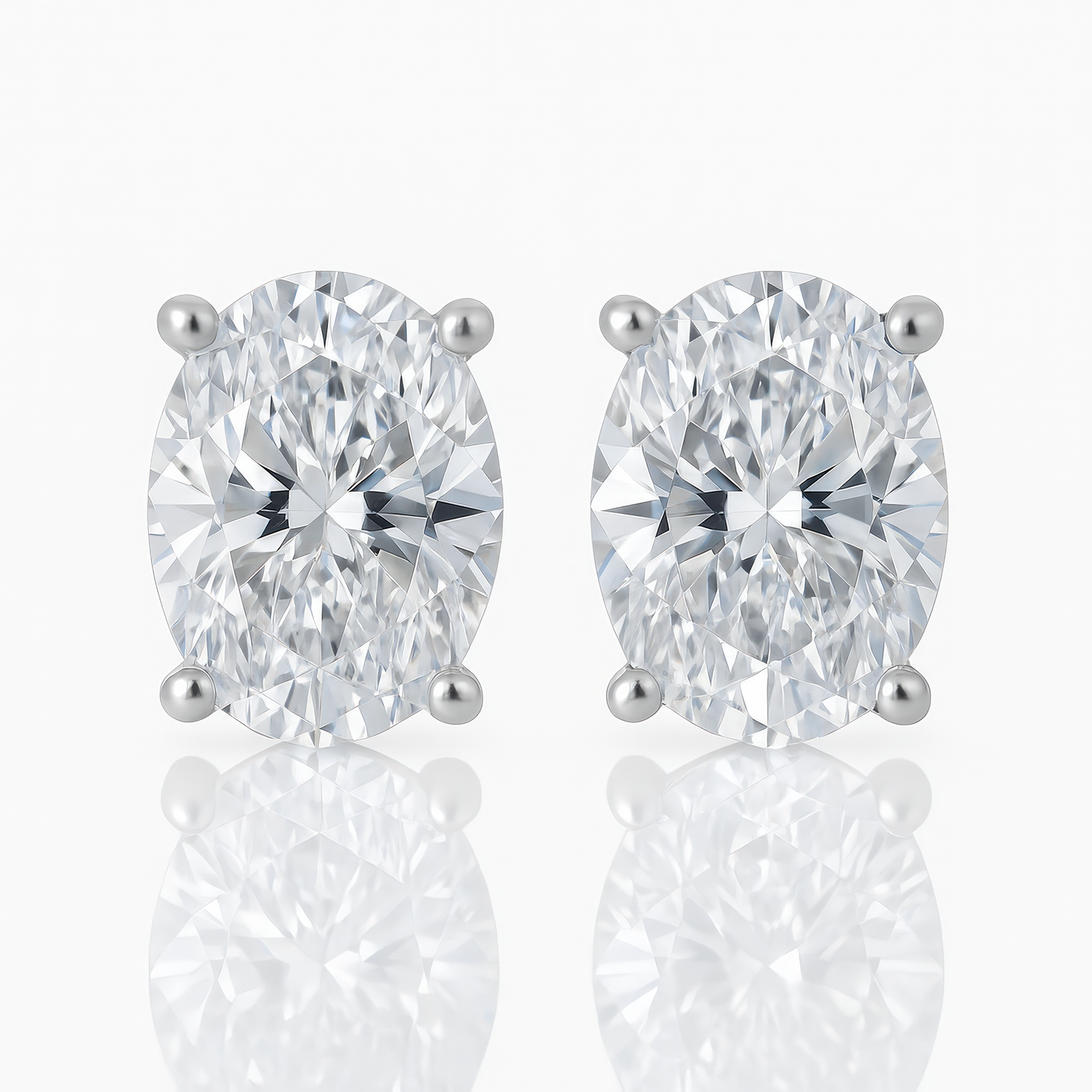 Silver Oval Crystal Earrings