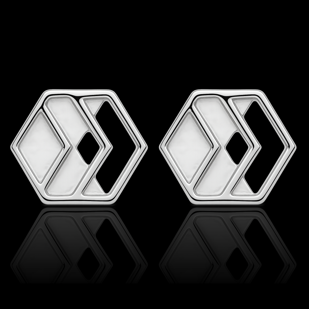 Silver Chevron Stud Earrings