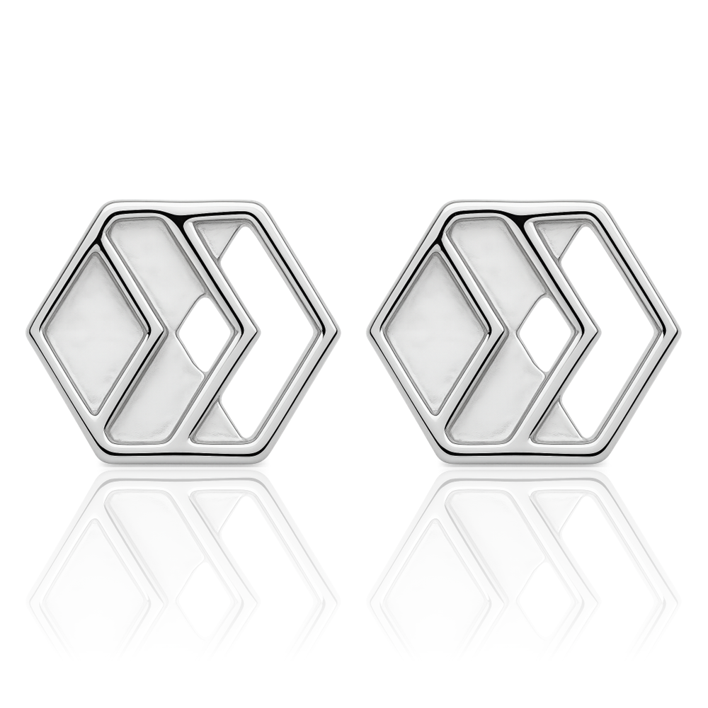 Silver Chevron Stud Earrings