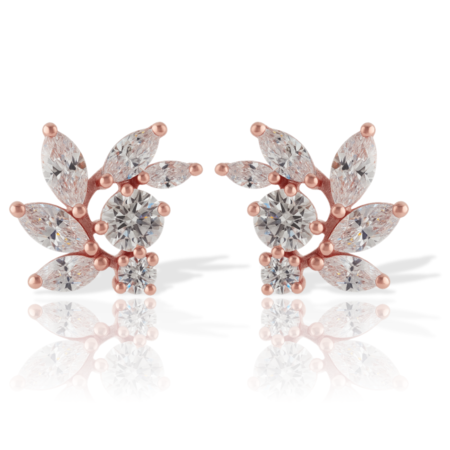 Rose Gold CZ Bridal Earrings