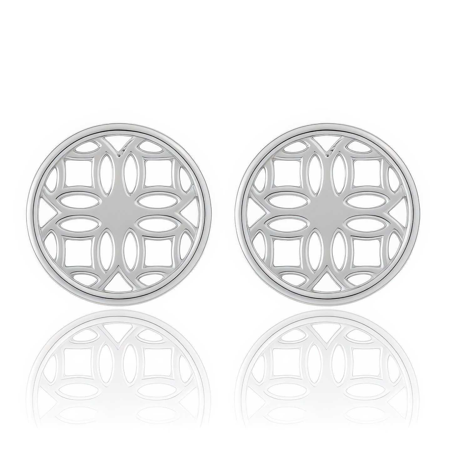 Silver Stud Earrings with Round Filigree