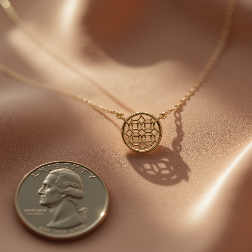 Gold Round Lace Filigree Necklace