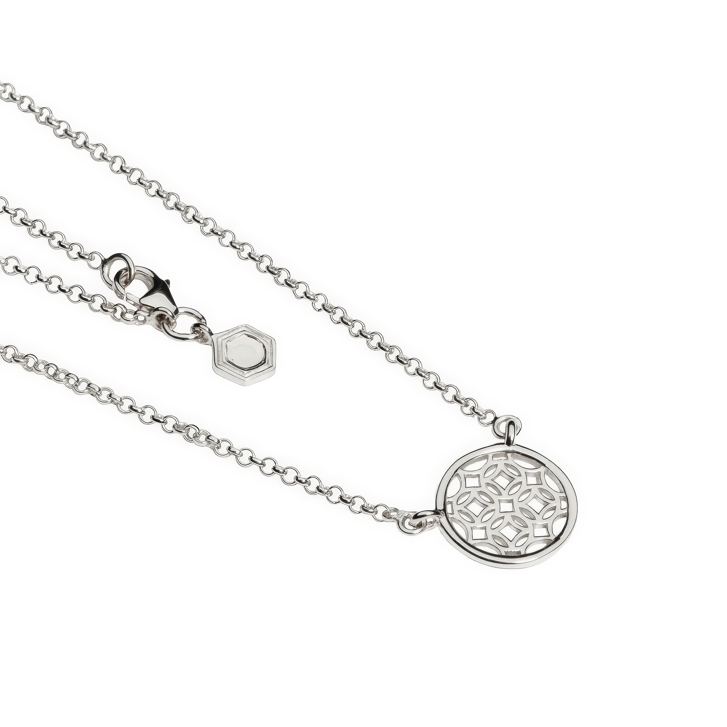Silver Round Lace Filigree Necklace