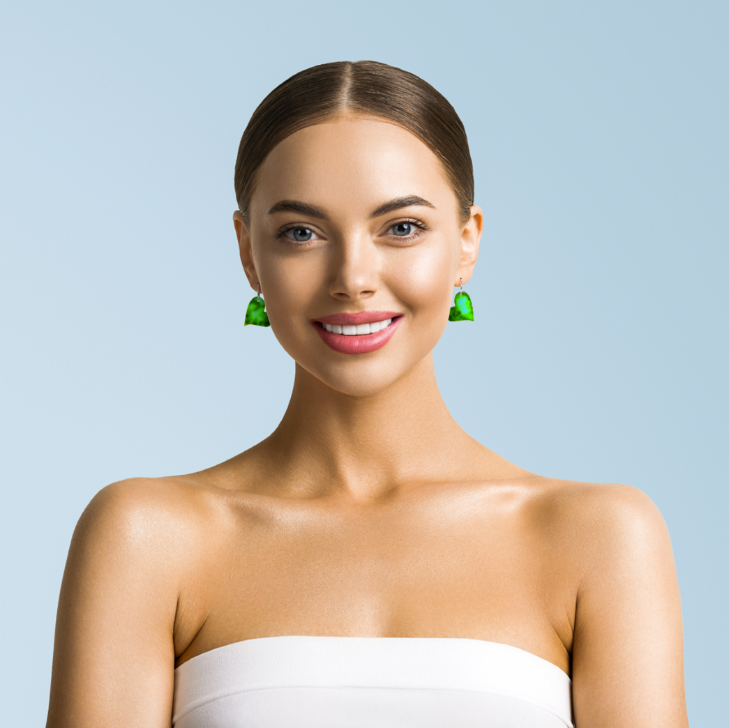 Green Turquoise Gibbsite Heart Earrings