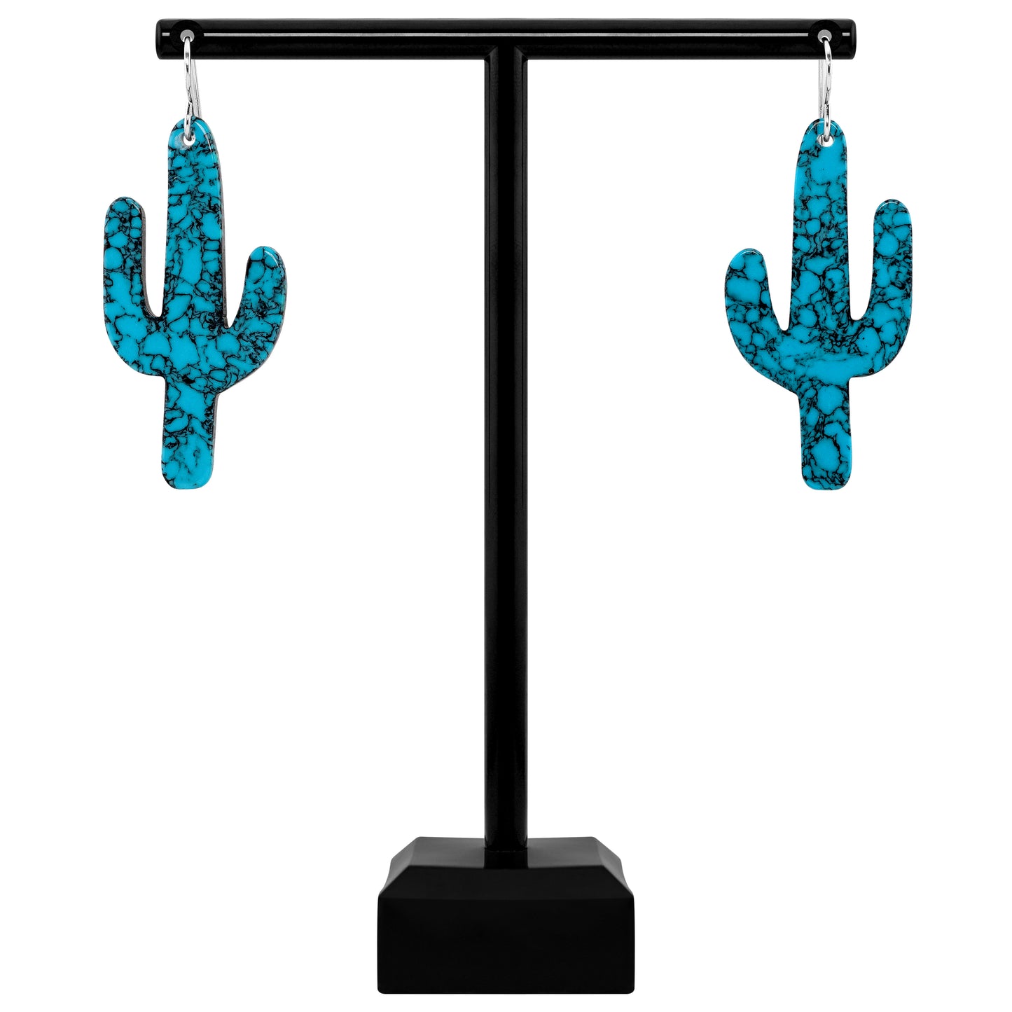 Turquoise Gibbsite Cactus Earrings
