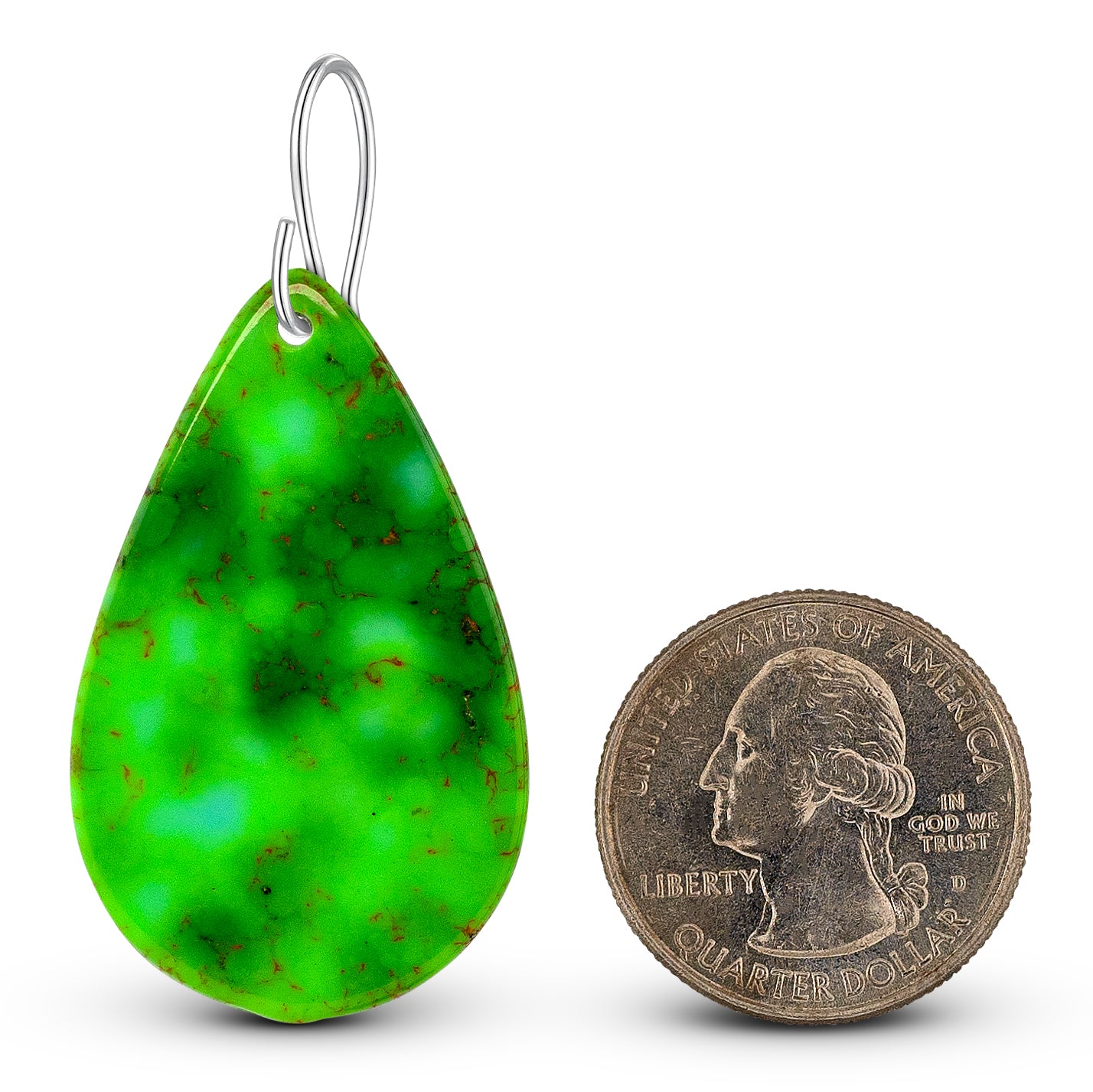 Green Turquoise Gibbsite Tear Drop Earrings Large