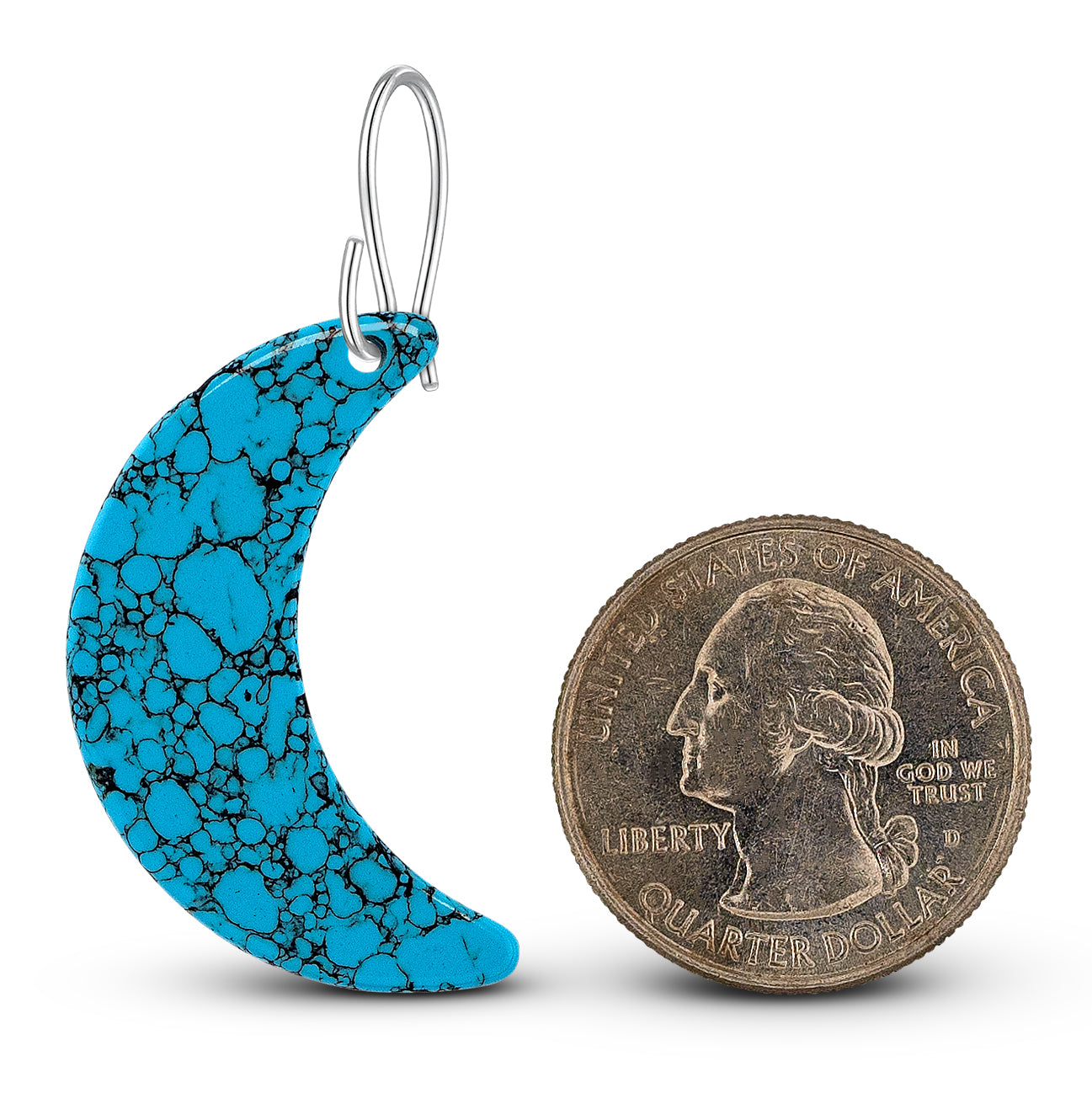 Blue Turquoise Gibbsite Moon Earrings