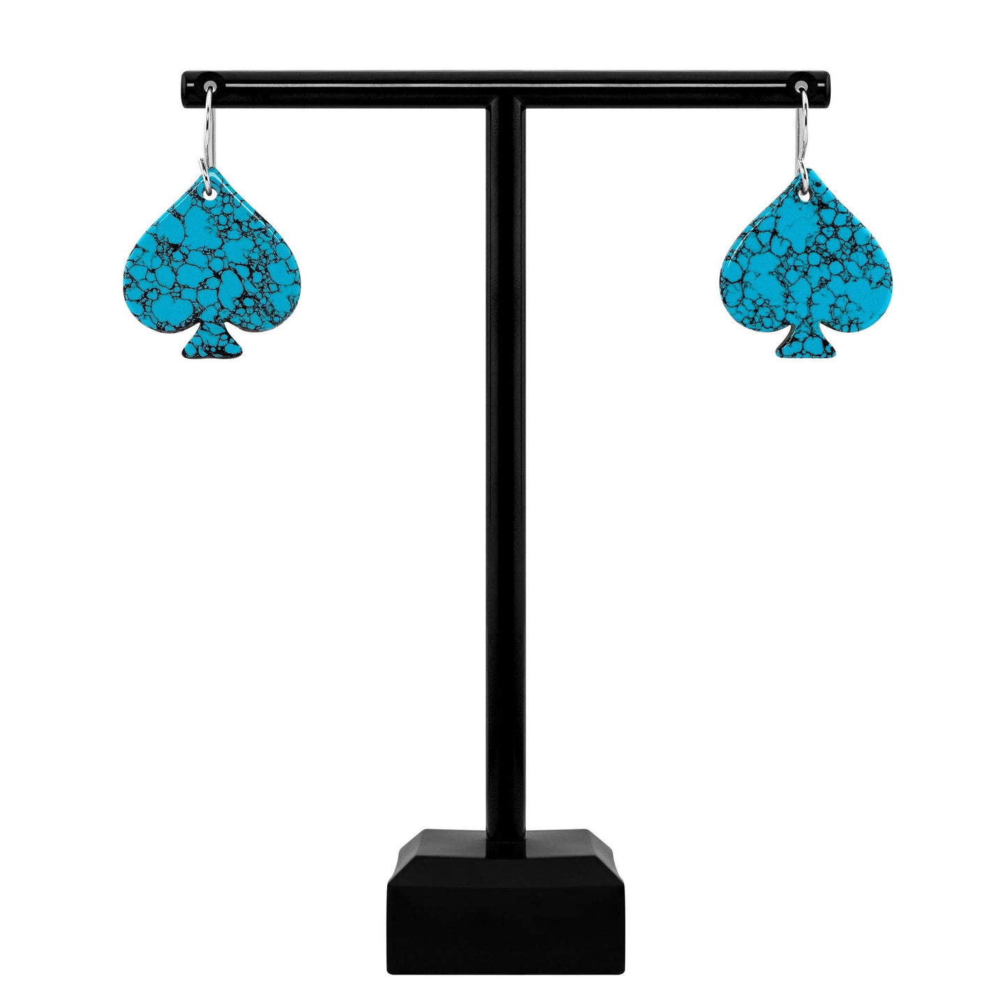 Blue Turquoise Gibbsite Spade Earrings