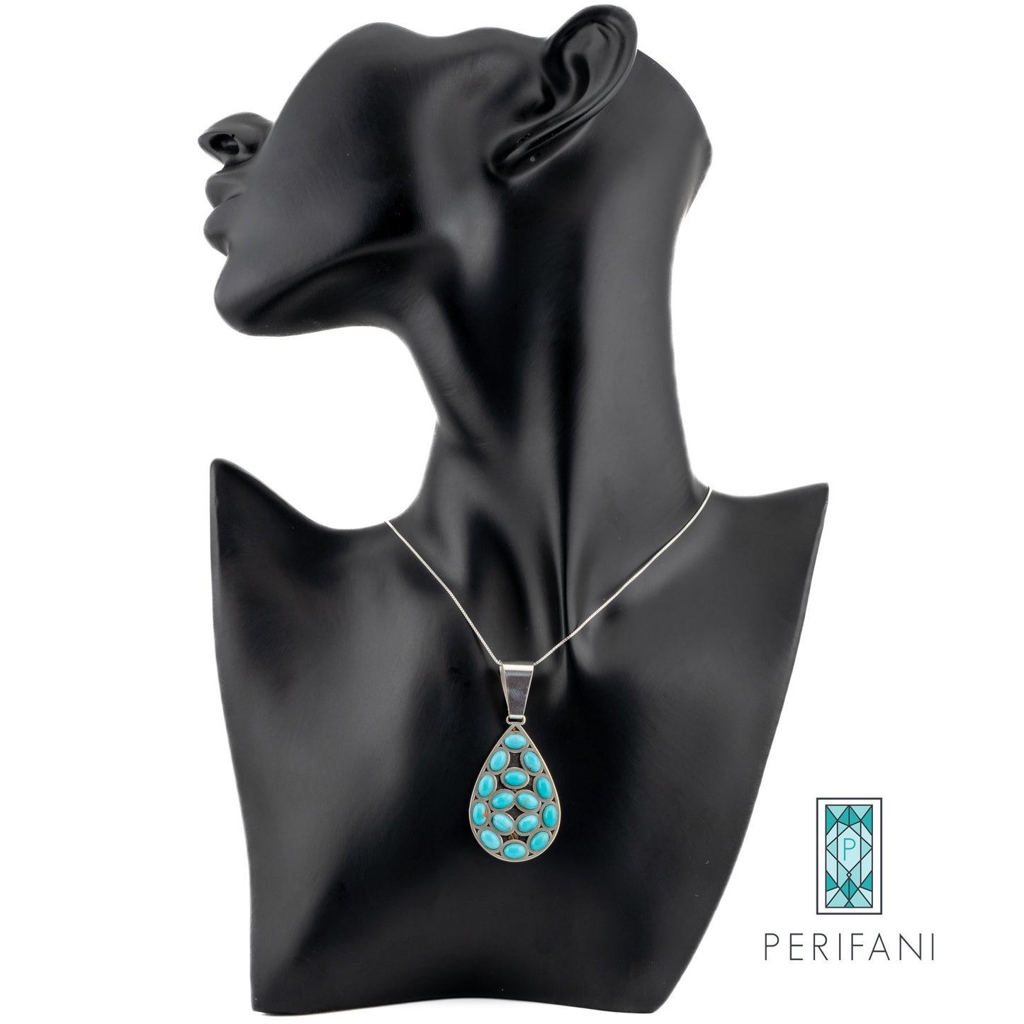 Sterling Silver Turquoise Teardrop Necklace