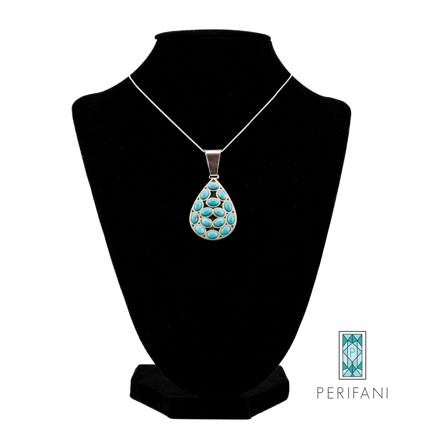 Sterling Silver Turquoise Teardrop Necklace