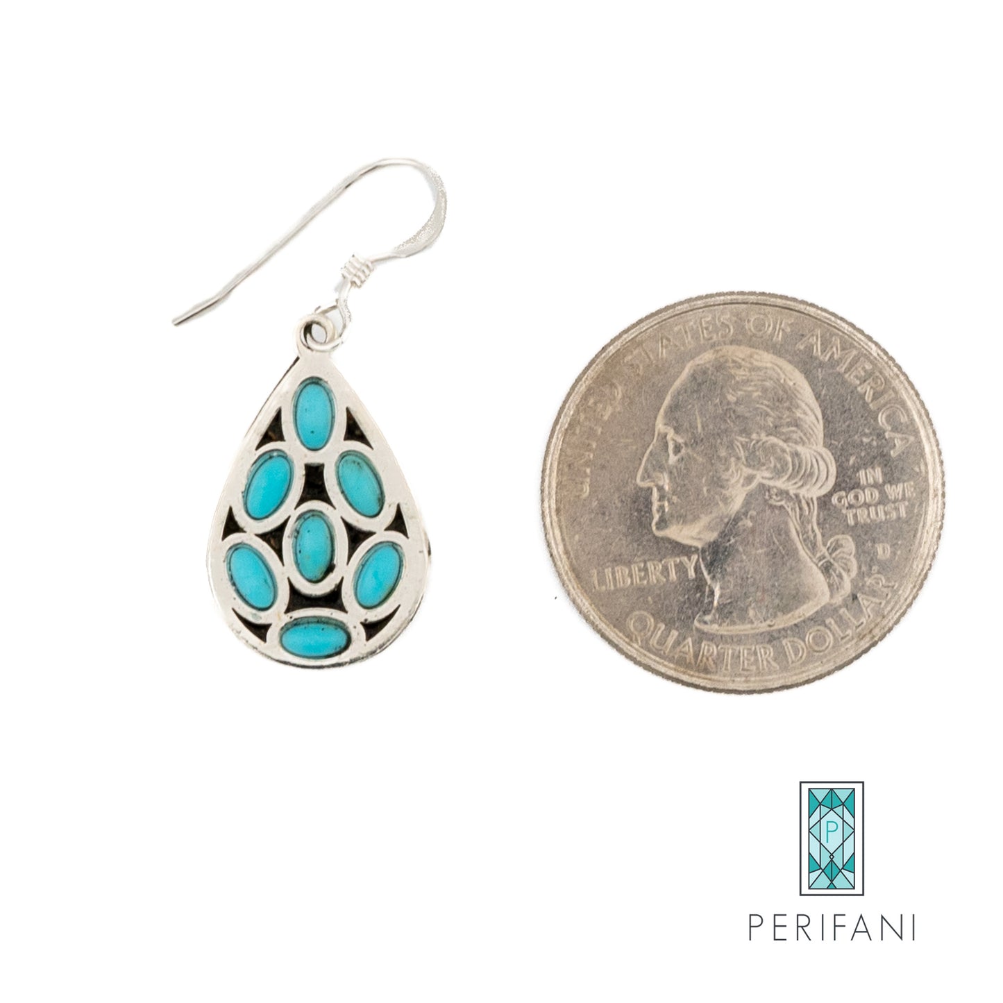 Sterling Silver Turquoise Teardrop Earrings