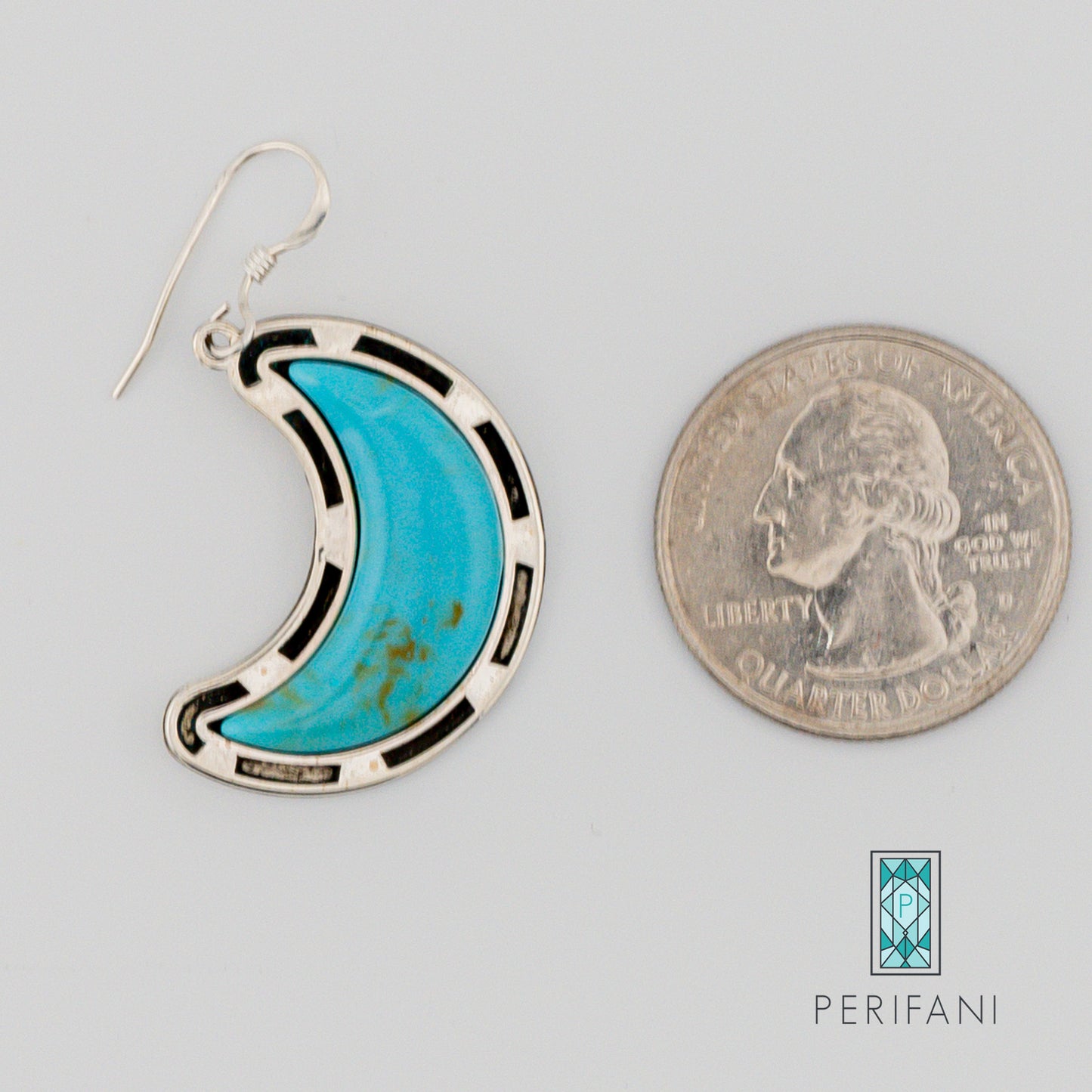 Sterling Silver Turquoise Moon Earrings