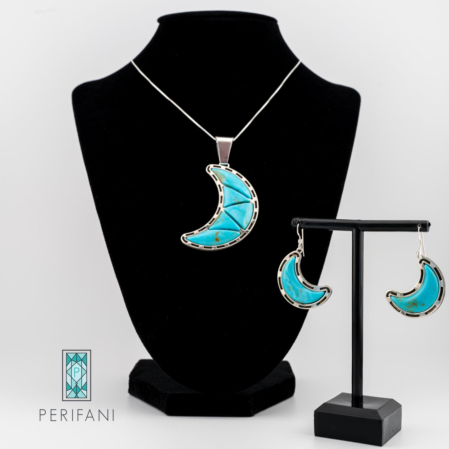 Sterling Silver Turquoise Moon Earrings
