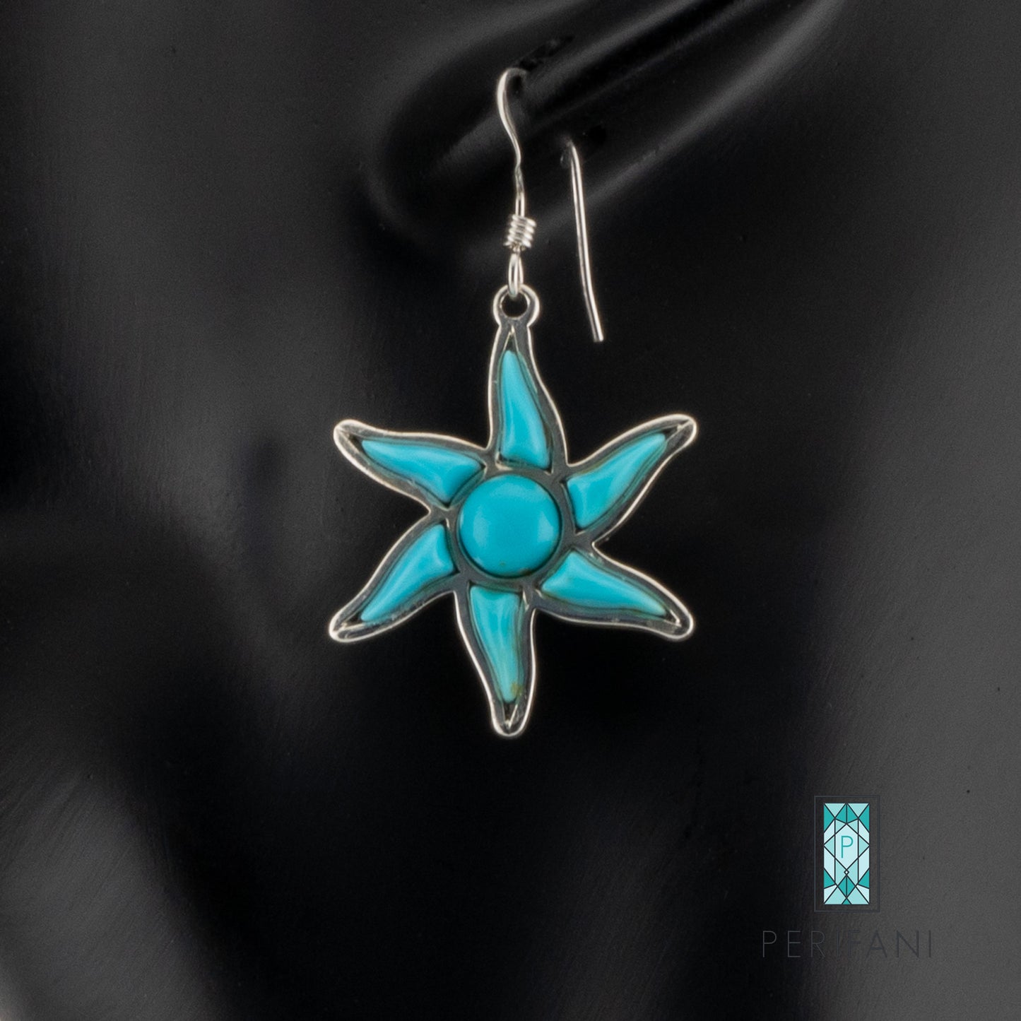 Sterling Silver Turquoise Sun Earrings