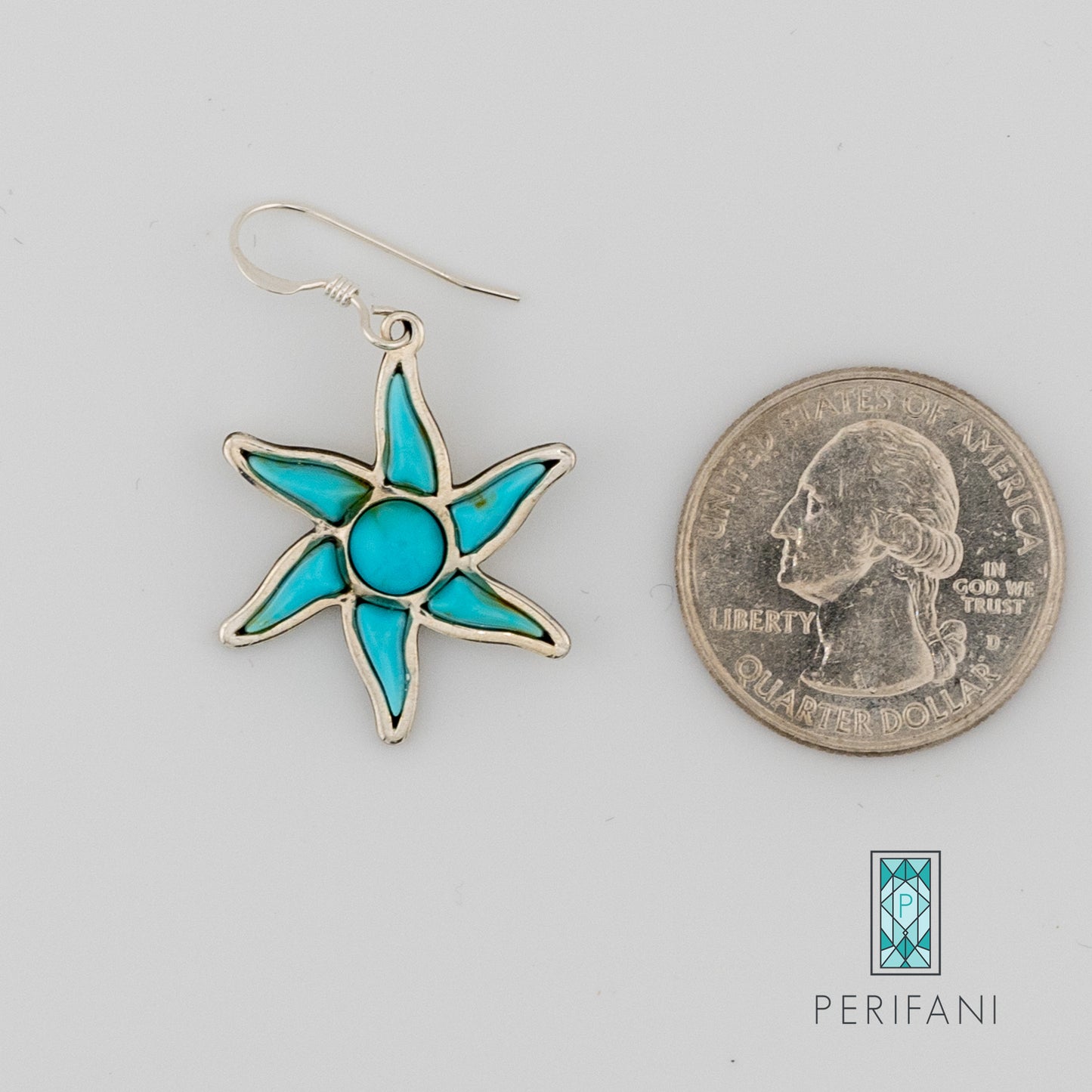Sterling Silver Turquoise Sun Earrings