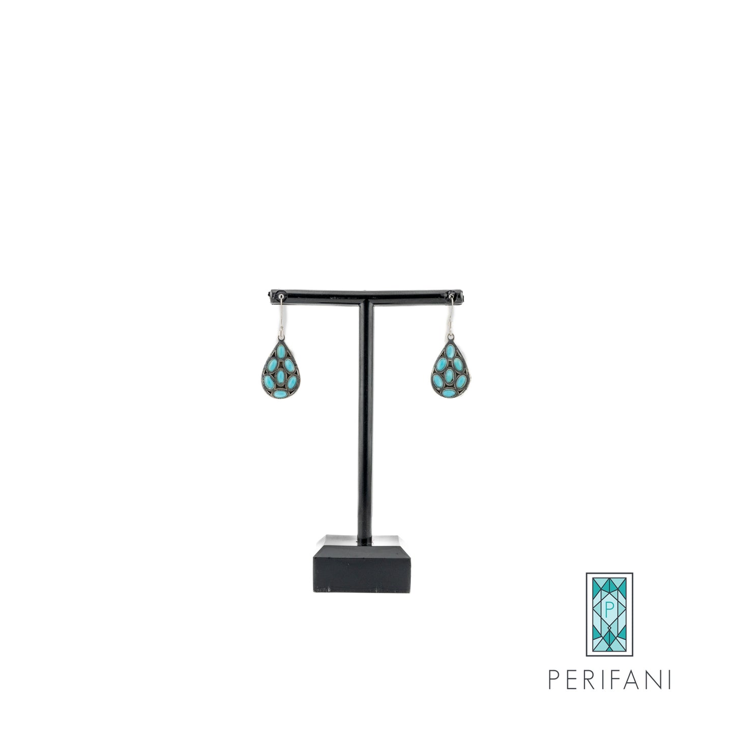 Sterling Silver Turquoise Teardrop Necklace & Earrings Set