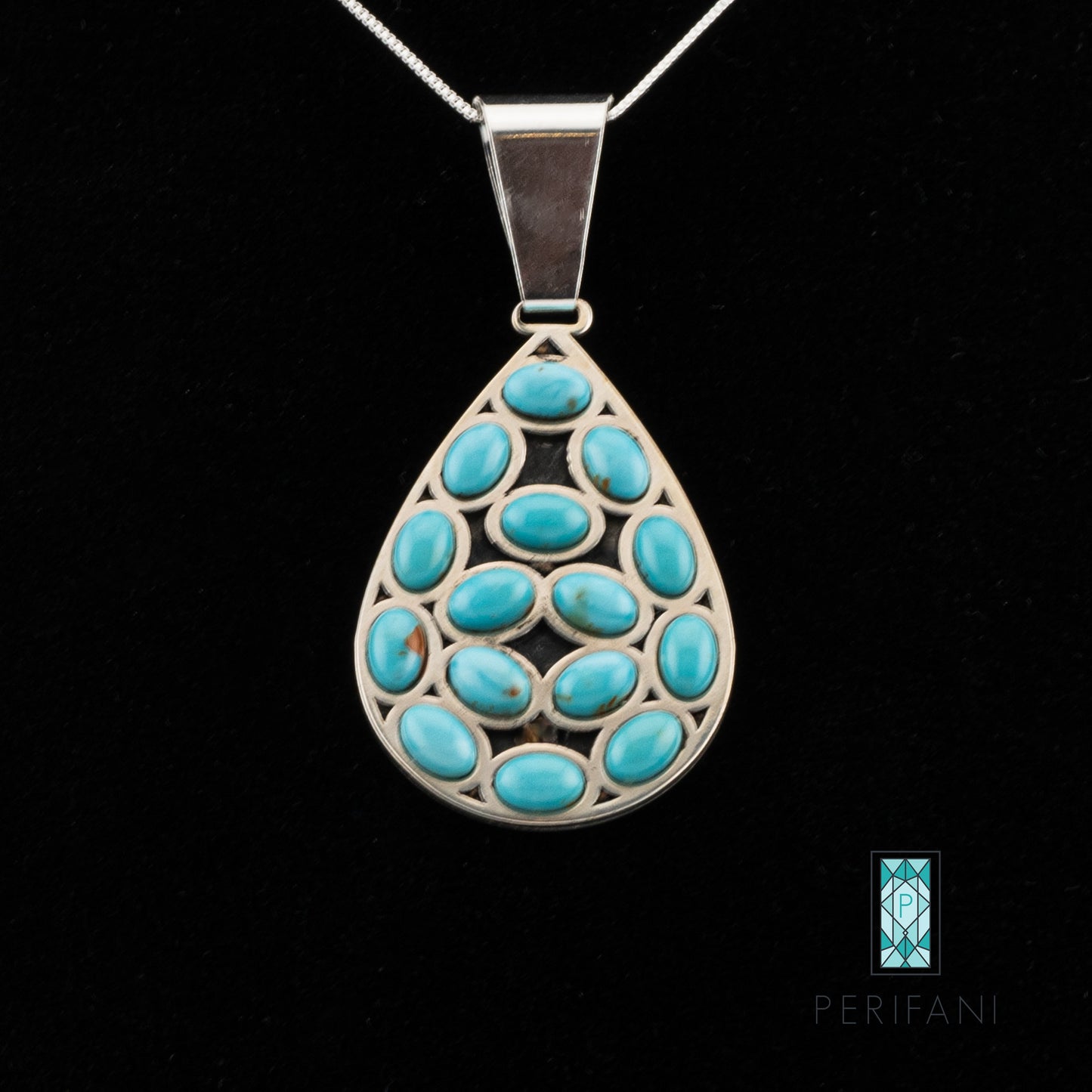 Sterling Silver Turquoise Teardrop Necklace & Earrings Set
