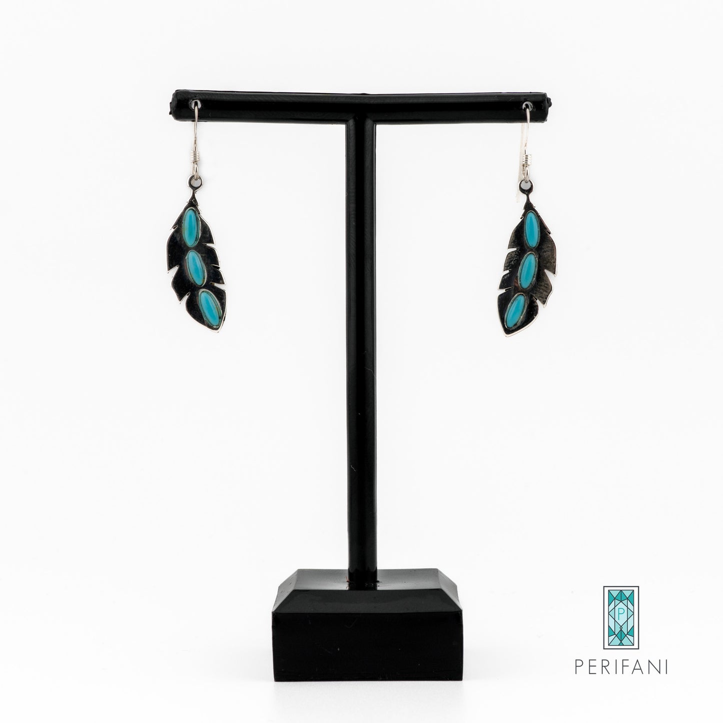 Sterling Silver Turquoise Feather Earrings
