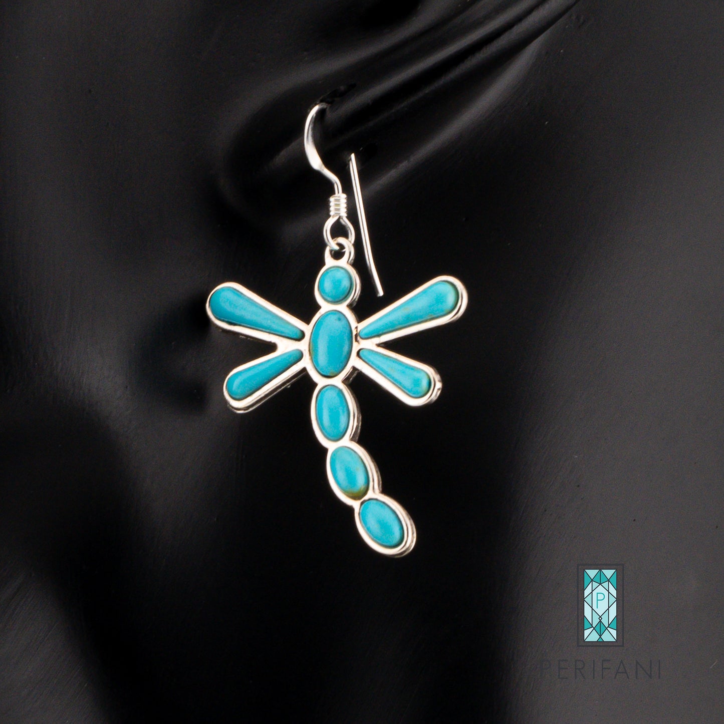 Sterling Silver Turquoise Dragonfly Necklace & Earring Set