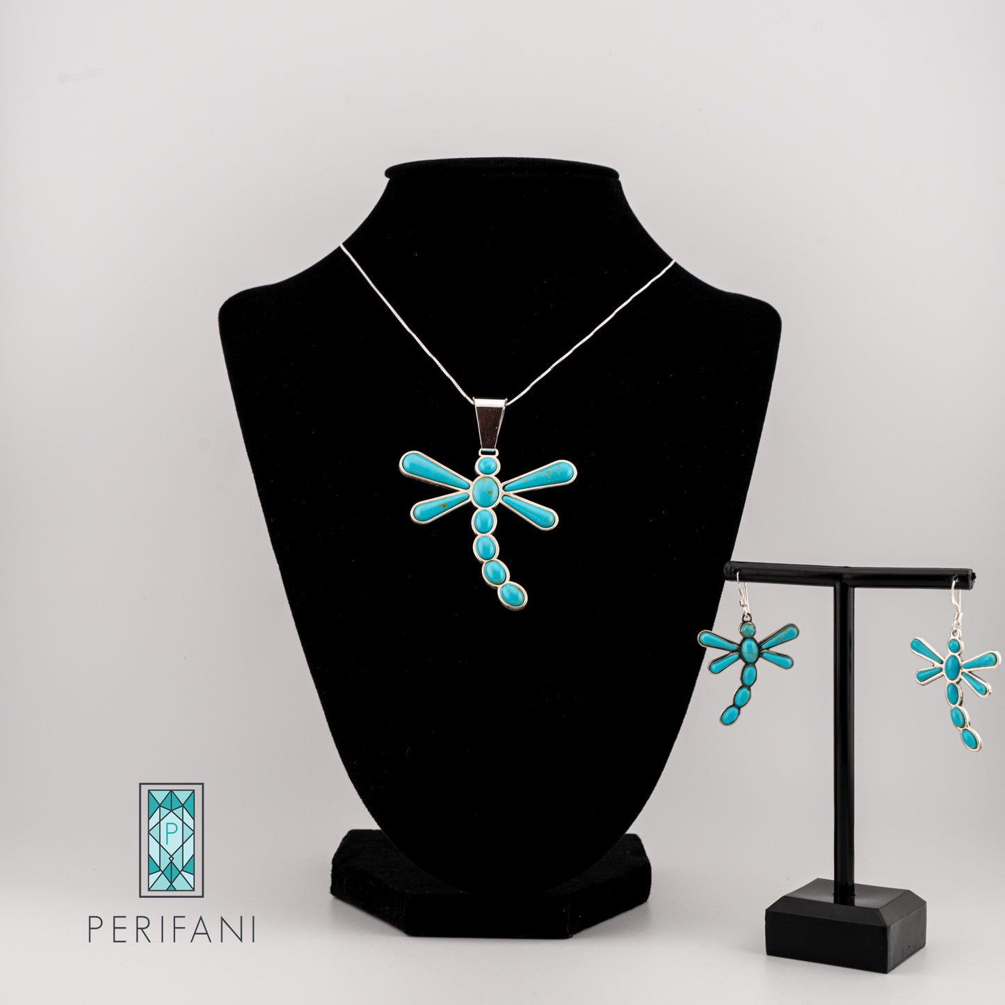 Sterling Silver Turquoise Dragonfly Necklace & Earring Set