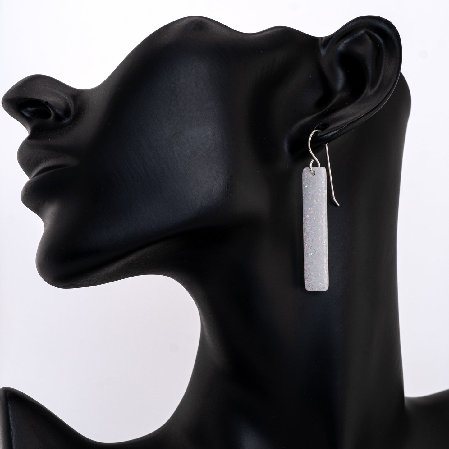 White Opal Bar Earring