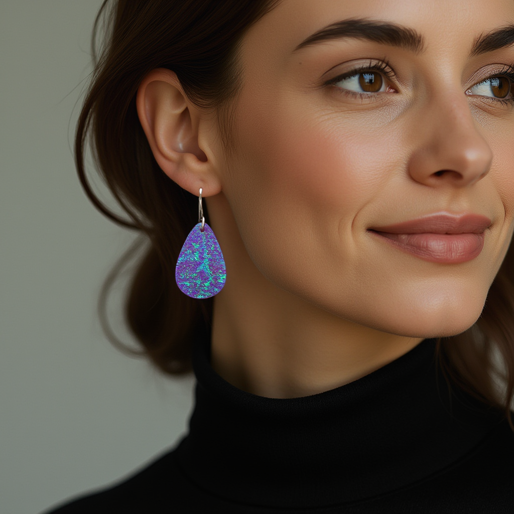 Nebula Blue Opal Teardrop Earring, Small