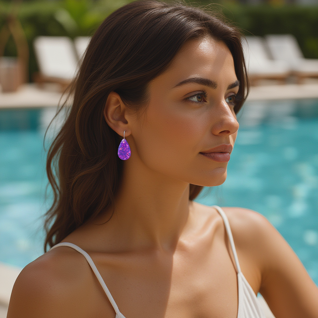 Purple Opal Teardrop Earring, Small