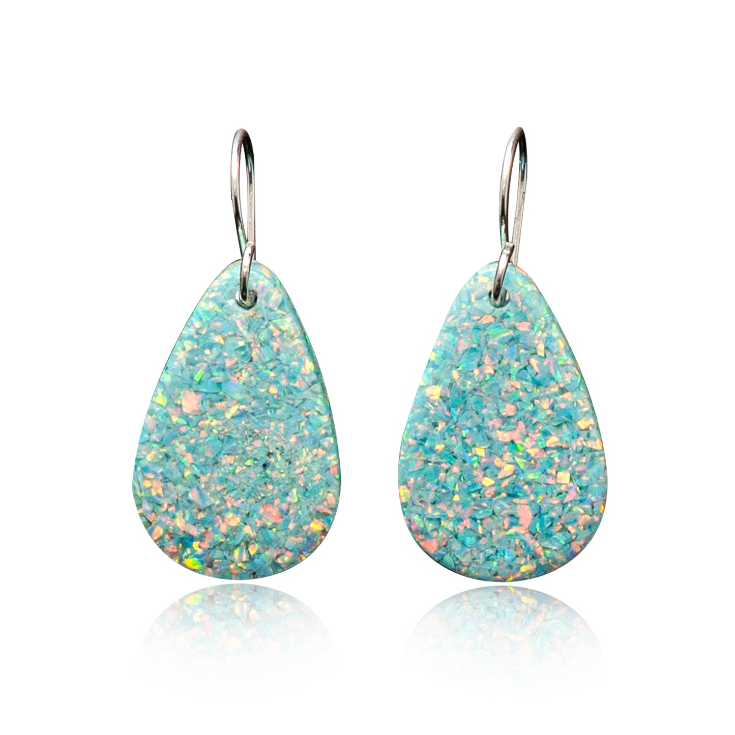 Aqua Blue Opal Teardrop Earring, Small
